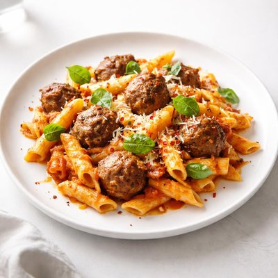 Image of Penne Bake with Chicken Sausage Meatballs