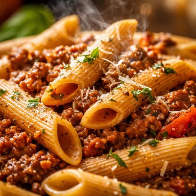 Image of Whole30 Penne Pasta with Meat Sauce