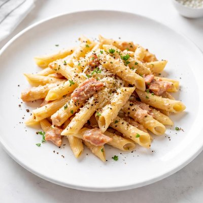 Image of Penne Pasta with Smoked Ham Pepper Cream Sauce