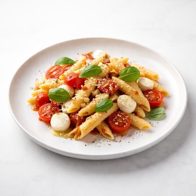 Image of Penne Pasta with Tomatoes and Cheese