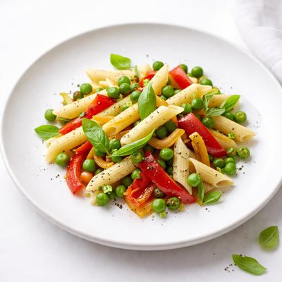 Image of Penne Salad with Peppers and Peas