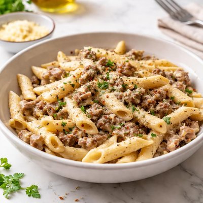 Image of Penne Sausage in Creamy Parmesan Sauce