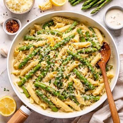 Image of Penne with Asparagus and Cream Sauce