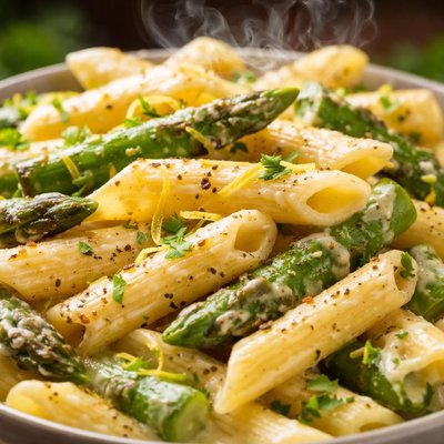 Image of Penne with Asparagus and Lemon Cream Sauce Eating Well