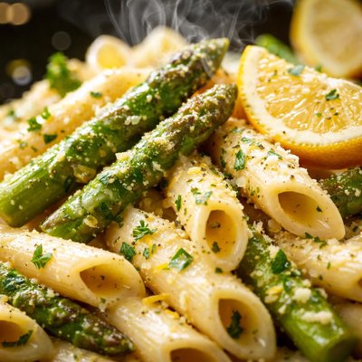 Image of Penne with Asparagus and Lemon Parmesan Cream