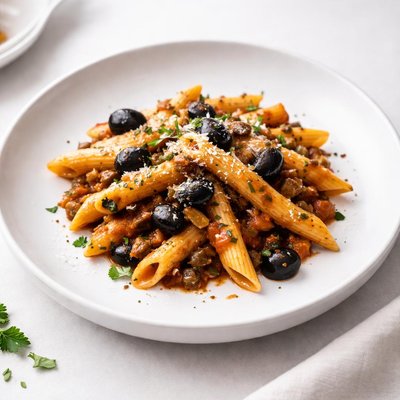 Image of Penne with Black Olive Sauce