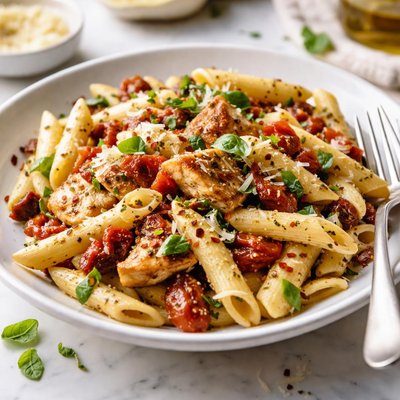 Image of Penne with Chicken and Sun Dried Tomatoes