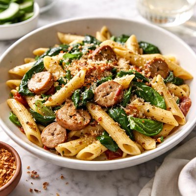 Image of Penne with Chicken Mango Sausage and Spinach