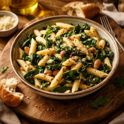 Image of Penne with Greens and White Beans