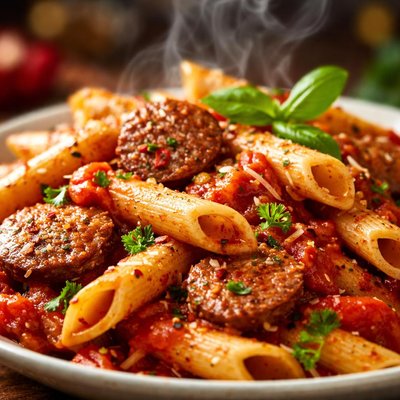 Image of Penne with Italian Sausage Tomato and Herbs