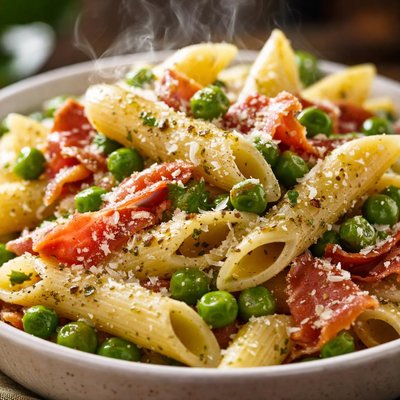 Image of Penne with Peas and Prosciutto