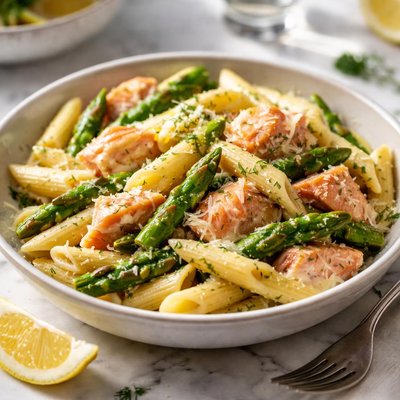 Image of Penne with Salmon and Asparagus