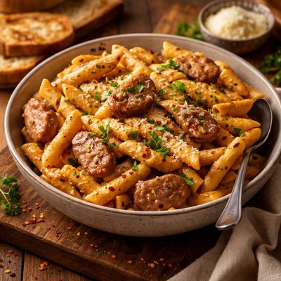 Image of Penne with Sausage and Yum Sauce