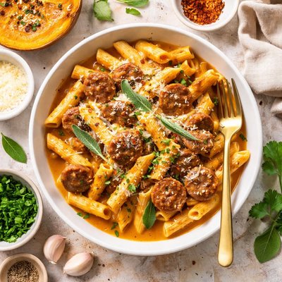 Image of Penne with Sausage in Pumpkin Sauce