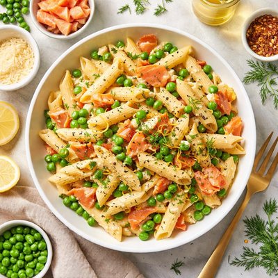 Image of Penne with Smoked Salmon and Peas