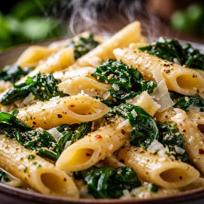Image of Penne with Spinach and Asiago Cheese