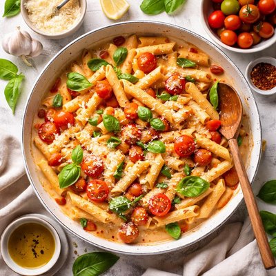 Image of Penne with Tomatoes and Cream