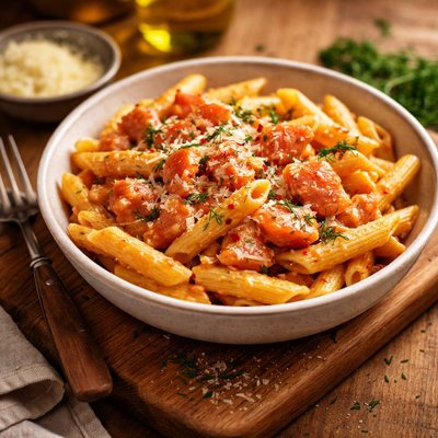 Image of Penne with Vodka Cream and Smoked Salmon