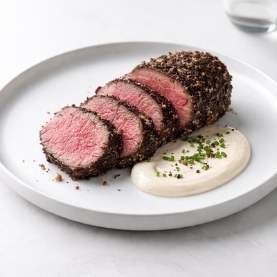Image of Pepper Crusted Beef Tenderloin with Horseradish Sauce