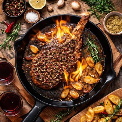 Image of Pepper Rib Steak Flambe