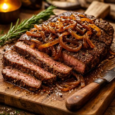 Image of Peppered Beef with Caramelised Onions