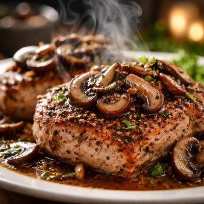 Image of Peppered Pork Chops W Portabella