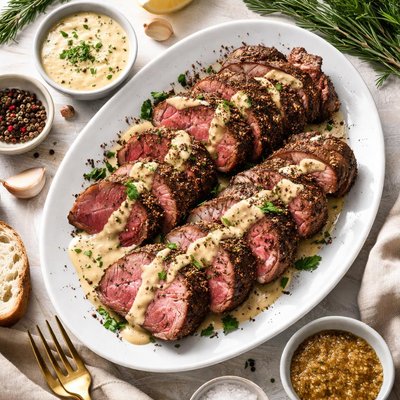 Image of Peppered Tenderloin with Mustard Sauce