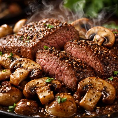 Image of Peppered Venison with Mushrooms