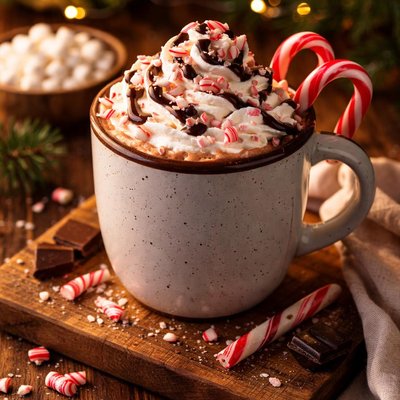 Image of Peppermint Hot Chocolate with Whipped Cream