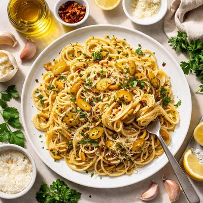 Image of Pepperoncini Oil and Garlic Spaghetti