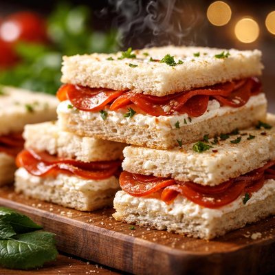Image of Pepperoni and Cream Cheese Finger Sandwiches