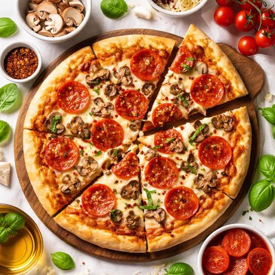 Image of Vegan Pepperoni and Mushroom Pizza