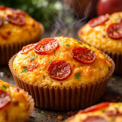 Image of Pepperoni Cheddar Corn Muffins in a Jiffy