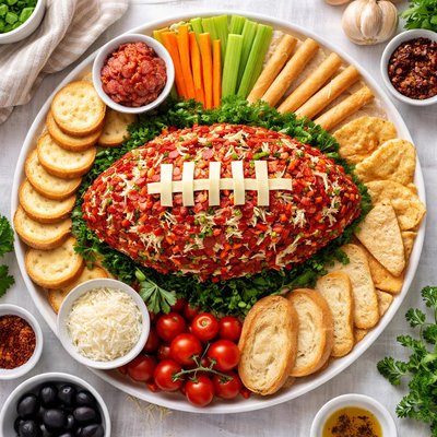 Image of Pepperoni Pizza Football Cheese Ball