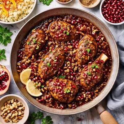 Image of Persian Chicken or Duck in Pomegranate Walnut Sauce Fesenjan