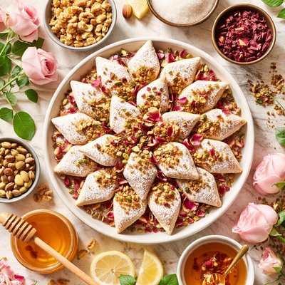 Image of Persian Sugar with Walnuts Rose Water Topping Filling