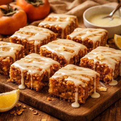 Image of Persimmon Bars with Lemon Glaze