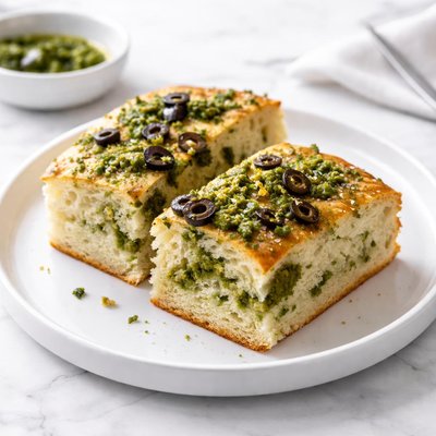 Image of Pesto and Olive Focaccia Bread Machine