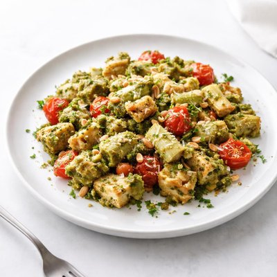 Image of Pesto Artichoke Stuffing W Tomatoes and Pine Nuts