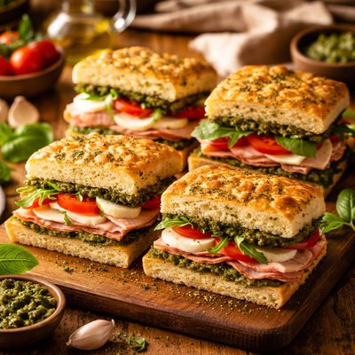 Image of Pesto Focaccia Sandwiches