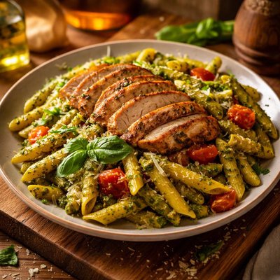Image of Pesto Penne with Roasted Chicken