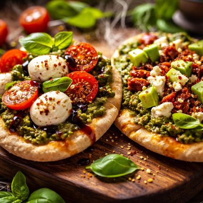 Image of Pesto Pita Bruschetta 2 Ways