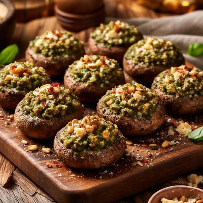Image of Pesto Stuffed Cremini Mushrooms