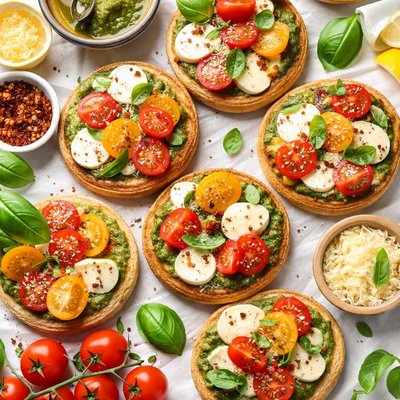 Image of Pesto Tomato Mozzarella English Muffin Pizza