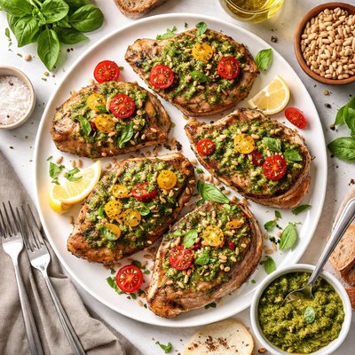 Image of Pesto Topped Pork Chops