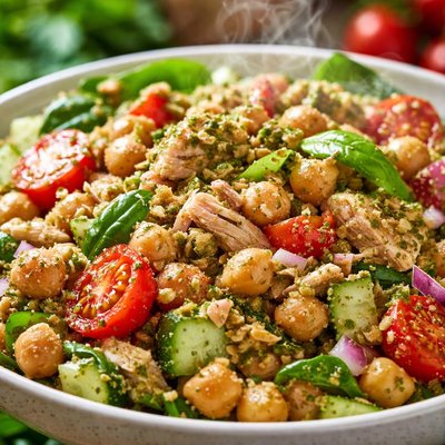 Image of Pesto Tuna Chickpea Salad