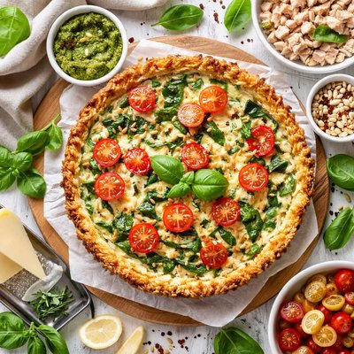 Image of Pesto Turkey Rice Quiche
