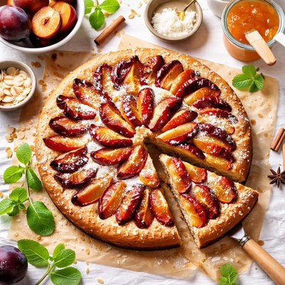 Image of Vegan Pflaumenkuchen (German Plum Cake)