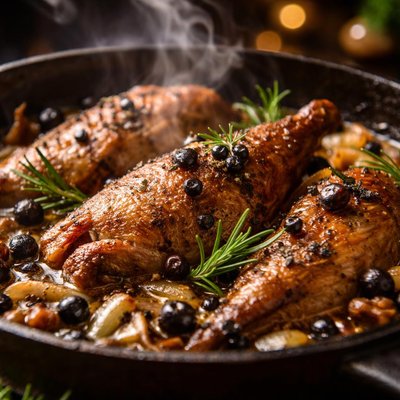 Image of Pheasant Braised in Gin and Juniper