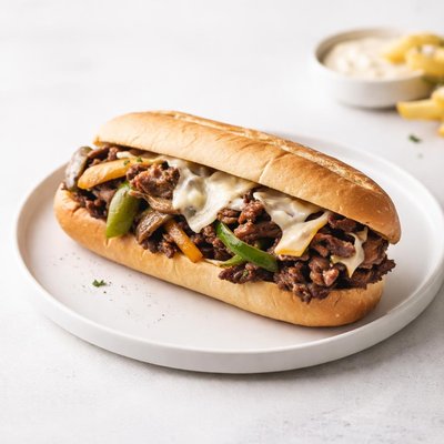 Image of Vegetarian Philly Cheese Steak Sandwich